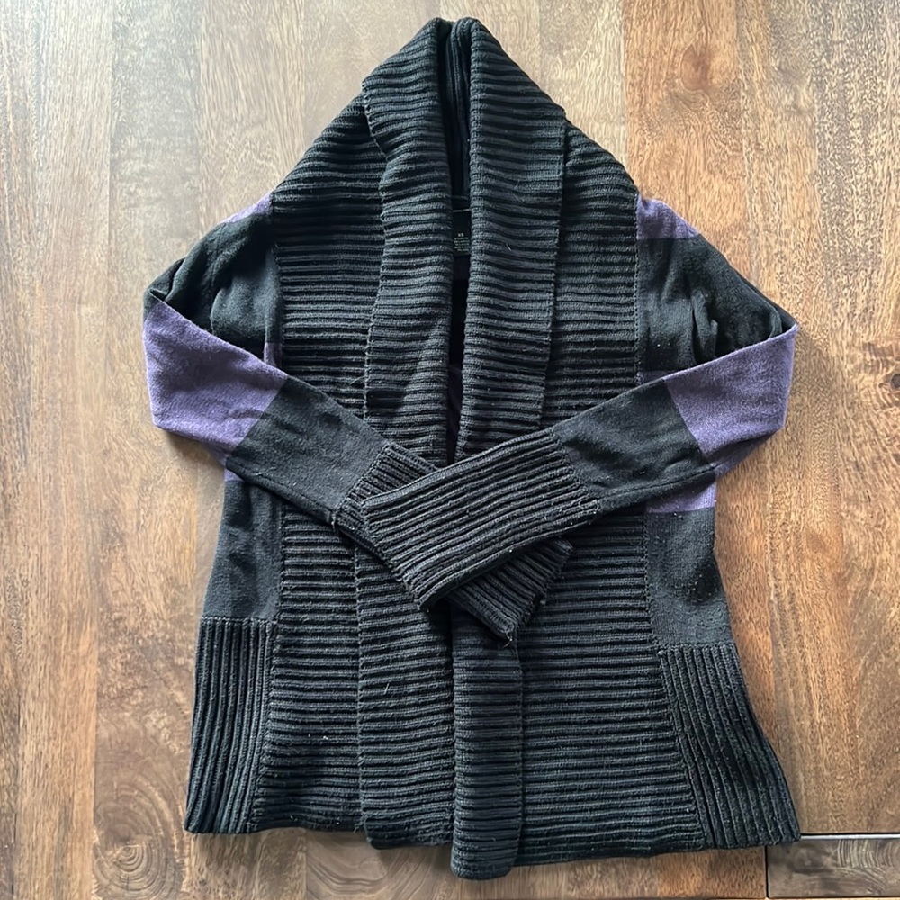Purple and black striped cowl neck cardigan!